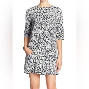 Banana Republic Monochrome Patterned Long Sleeve Dress